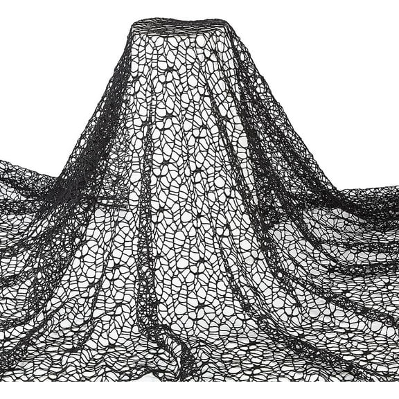 1x1.7 Yard Black Web Fabric Halloween Fabric Mesh Polyester Decorative Fabric Garment Accessories for Upholstery Tablecloth Halloween Birthday Party Clothes Decoration