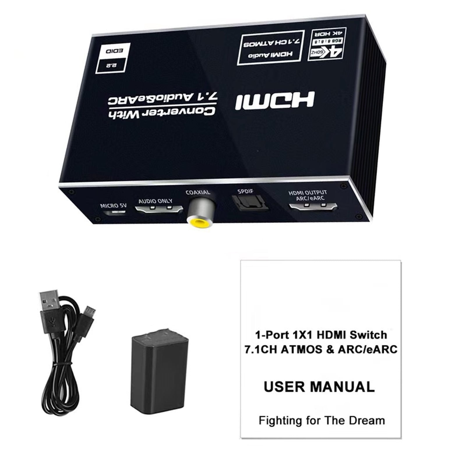 1x1 HDMI eARC Extractor Extract Audio from HDMI Source to Soundbar or