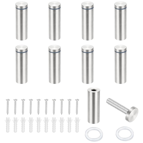 1x2.8" Standoff Screws, 8 Pack Stainless Steel Stand Off Wall Mounts Wall Sign Mounting Hardware Advertising Standoff Nail for Hanging Acrylic Signs Picture Frame, Silver