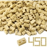 1x2 Bricks Bulk 450 Pieces Tan Classic Basic Parts Sand Building Creative Play Set Blocks Toy Accessories Compatible with 3004 Major Brands