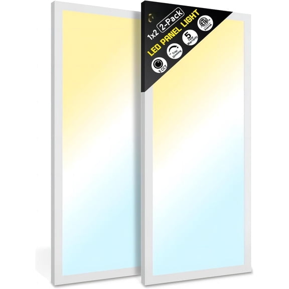1x2 Flat Panel Light Surface Mount 2-, Flush Mount Ceiling Light 24W 2880LM, 5CCT 3000K/3800K/4500K/5200K/6000K, Dimmable Panel Lights