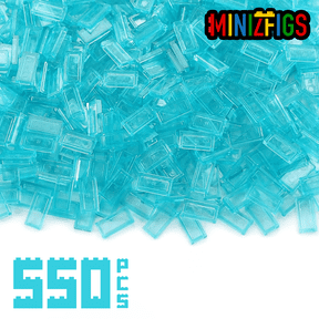1x2 Tiles Transparent Light Blue, 550 PCS, Bulk Flat Building Bricks Toy for Kids 6+, Perfect for Water Bricks, Compatible with Lego Bricks, Building Block Sets Parts and Pieces Lot