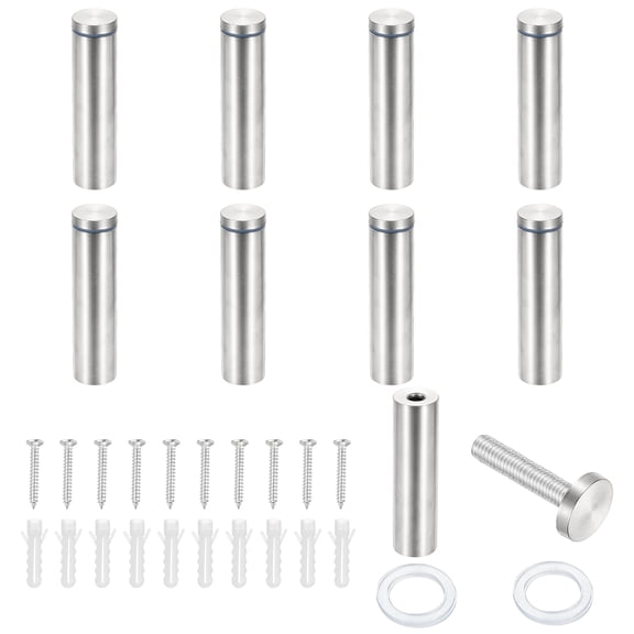1x3.9" Standoff Screws, 8 Pack Stainless Steel Stand Off Wall Mounts Wall Sign Mounting Hardware Advertising Standoff Nail for Hanging Acrylic Signs Picture Frame, Silver