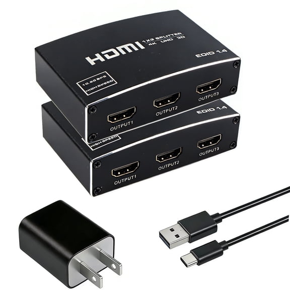 1 in 3 Out Audio Video Distributor Box,Cables Compatibility, Supports 3D & 4K x 2K, Works with HDTV, STB, DVD, PS3, Projector Etc