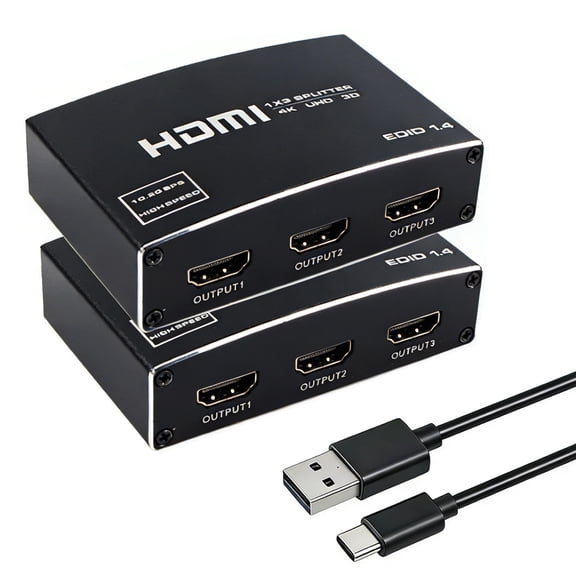 1x3 HDMI Splitter, 1 in 3 Out HDMI Splitter Audio Video Distributor Box Support 3D & 4K x 2K Compatible for HDTV, STB, DVD, PS3, Projector Etc
