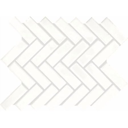 1x3 High Gloss Polished Finish White Herringbone Porcelain Mosaic Tile Walls and Floors (10 Pack)$$Tools & Hardware Other