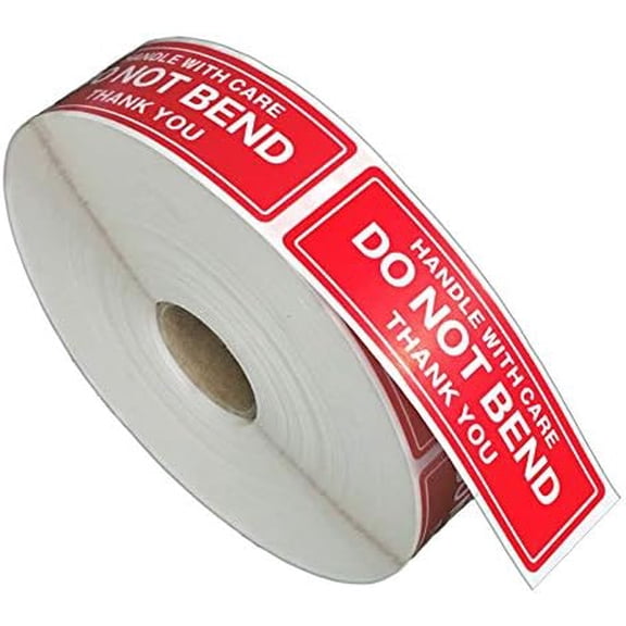 1x3 Inches Handle with Care - Do Not Bend - Thank You Self Adhesive Shipping Warning Labels for USPS Envelope, 1000 Stickers Per Roll$$Office