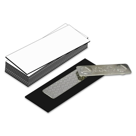 1" x 3" Name Tag Badge Blanks with Magnetic Backing, Square Corners - 10 Pack (White)