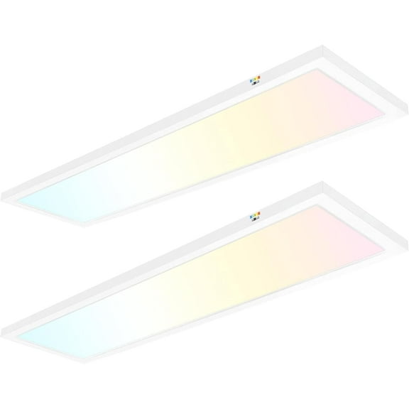 1x4 FT Flat Panel Selectable CCT Flush Mount Light,4800lm,48W Dimmable Slim Edge-Lit Ceiling Light, 3000K/4000K/5000K Built-in Driver Surface Mount Lights for Kitchen Garage,2