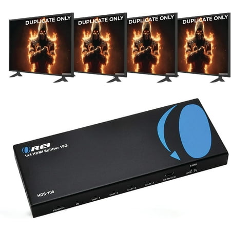 1x4 HDMI Splitter With Power Adapter : 1-In 4-Out, EDID (HDS-104)