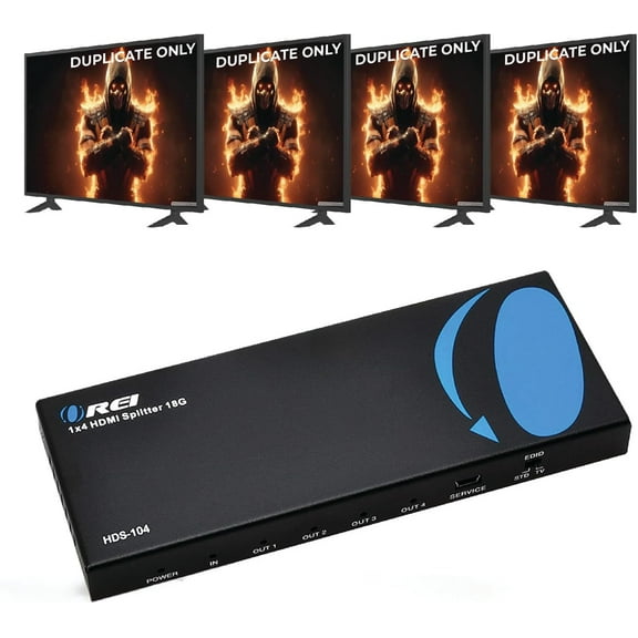 1x4 HDMI Splitter With Power Adapter : 1-In 4-Out, EDID (HDS-104)