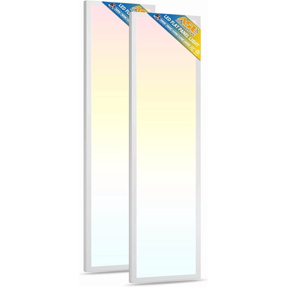 1x4FT LED Flat Panel Light Surface Mount, 24W/30W/40W, 4980LM Dimmable 5CCT 3000K-6000K, Edge-Lit Troffer Ceiling Light Fixture for Kitchen, White 2-Pack