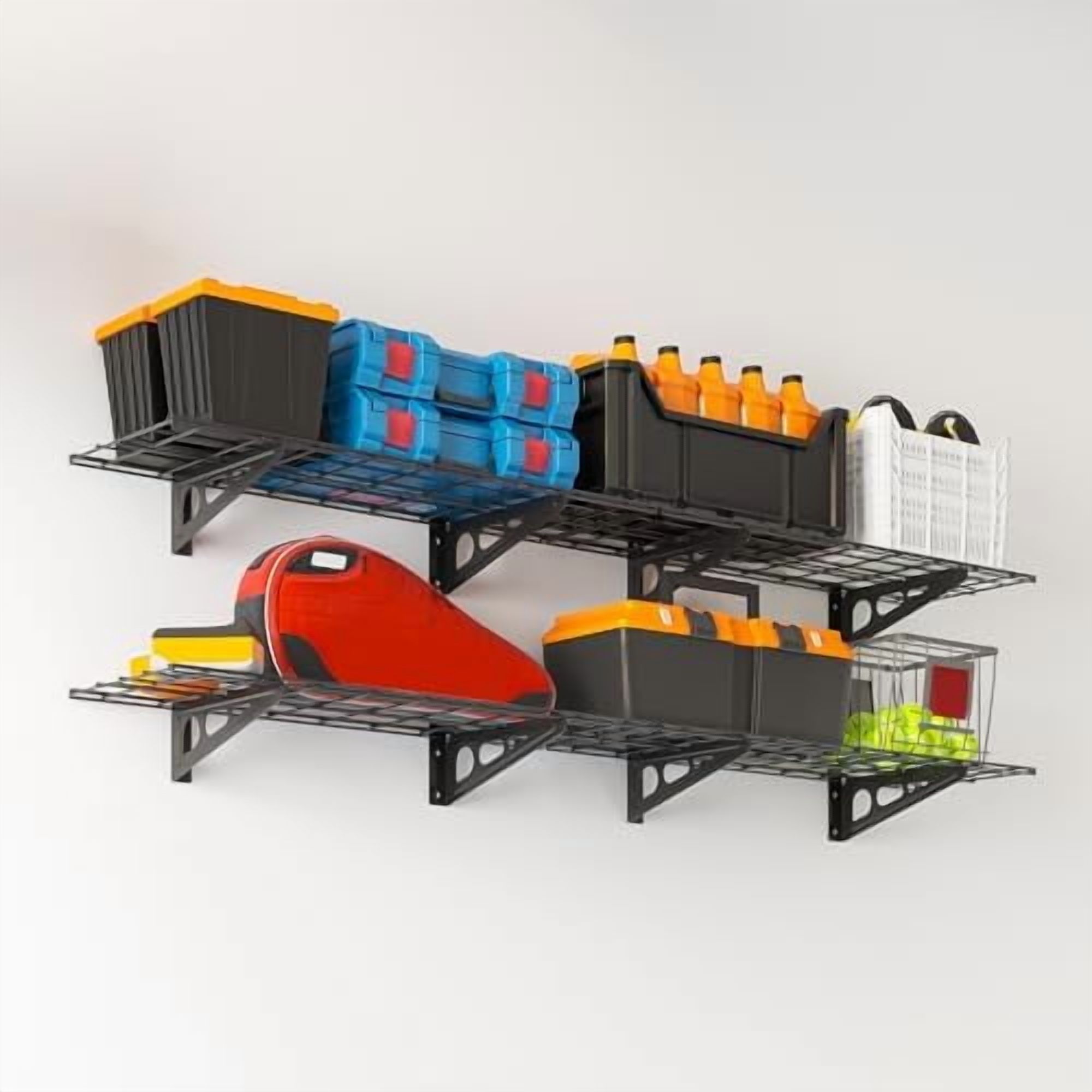 2PCS Heavy Duty Wall Mounted Garage Storage Shelving – 6x2 Ft Each, 500 Lbs Capacity Per Layer – Steel Racks