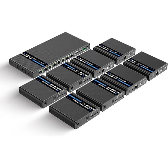 1x8 4K HDMI Extender Splitter Over Single CAT6/7 Up To 230 Ft - Ipcolor Technology 18 Gbps Bandwidth Bi-Directional IR, RS-232 Control & Advance EDID (UHD18-IPC230-K)