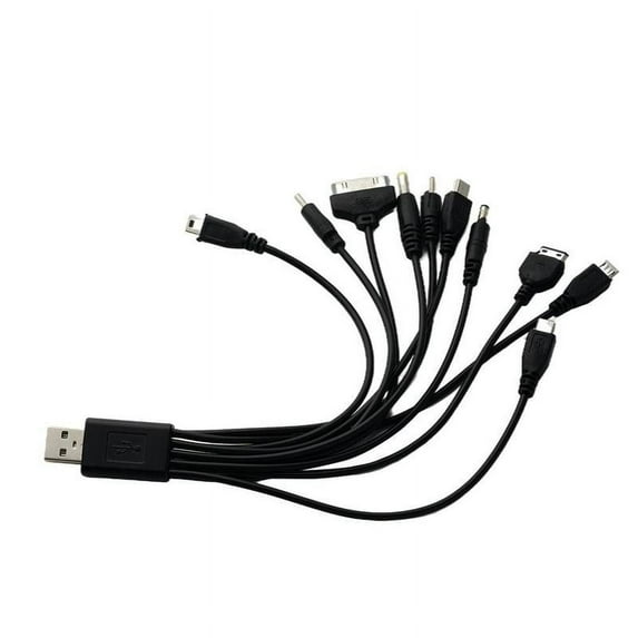 Black Portable USB 10 in 1 Charge Cables Multi Charger A2D4