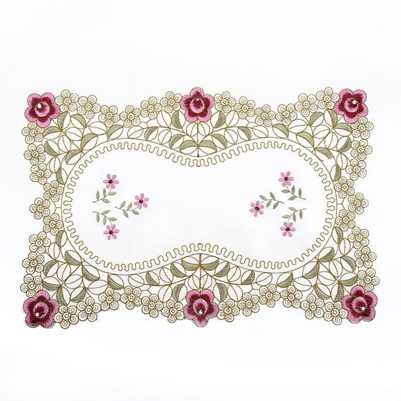 1xRunner New Table Embroidered Floral Soft Gauze Cutwork Lace Party Piece Cloth