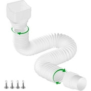 1xWhite Rain Gutter Downspout Extension Connector Rainwater Drainage Flexible Extendable from 21 to 62 Inches (Fit 4" x 3" downspouts)