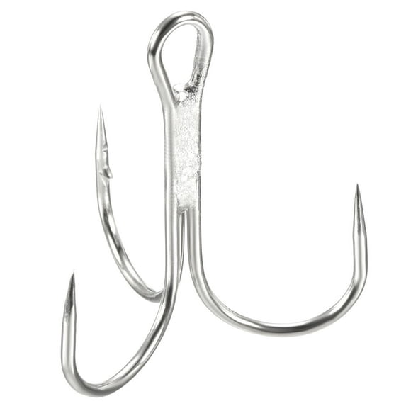 2/0# 1.38" Treble Fish Hooks Carbon Steel Bend Hook with Barbs, White 20 Pack