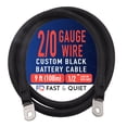 thumbnail image 1 of 2/0 AWG Battery Cable with Terminals, Pure Copper Wire and Tin-Plated Copper Lugs, Auto, Solar Power Inverter, Welding, Golf Cart, Motorcycle (Black Wire, 9 FT (108 in), 1/2" Lugs on Both Ends, 1pc), 1 of 6