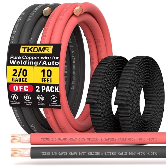 2/0 AWG OFC Battery Cable, 10FT Red & Black Welding Wire