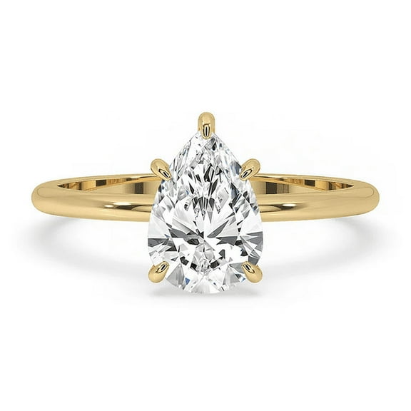 2.0 CT Pear Cut Diamond Solitaire Engagement Ring Solitaire Ring Yellow Gold Ring for gift, Pear Shaped Engagement Ring, Gift for her