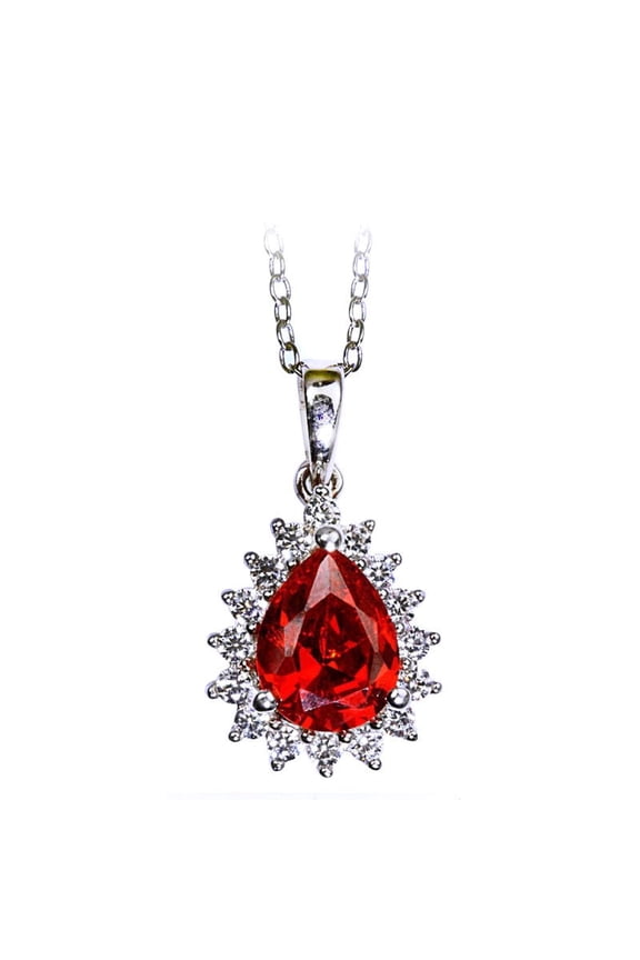 2.0 CT RED RUBY Pear Shape Diamond Drop Pendant Necklace With 10kt Gold Plated Over Silver, Diamond Drop Pendant, Handmade,Valentine Jewelry