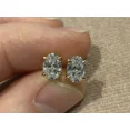 thumbnail image 1 of 2.0 Carat Lab Created Diamond Oval Stud Earrings 14K Yellow Gold Plated, 1 of 3