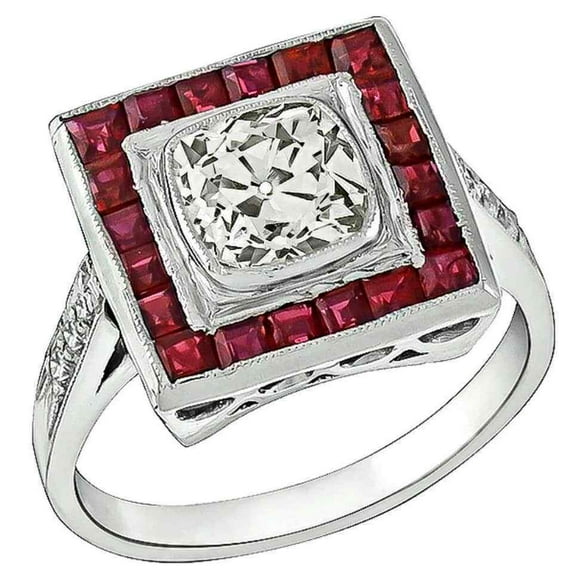 2.0 Ct Cushion Cut Simulated Diamond Ring, Pink Ruby Halo Diamond Ring, Square Halo Ring, Bezel Set Diamond Engagement Ring, Accent Diamond Ring, 14K White Gold Plated, July Birthstone Ring
