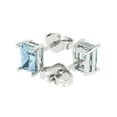 thumbnail image 1 of 2.0 Ct Emerald Cut Studs Blue Natural Aquamarine 14K White Solid Solid Gold Everyday Dainty Earrings Push Back, 1 of 7