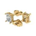 thumbnail image 1 of 2.0 Ct Emerald Cut Studs Clear Crystal 14K Yellow Solid Gold Everyday Dainty Earrings Push Back, 1 of 7