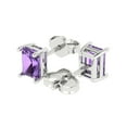 thumbnail image 1 of 2.0 Ct Emerald Cut Studs Purple Alexandrite 18K White Solid Solid Gold Everyday Dainty Earrings Push Back, 1 of 7
