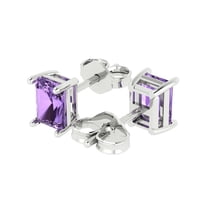 2.0 Ct Emerald Cut Studs Purple Alexandrite 18K White Solid Solid Gold Everyday Dainty Earrings Push Back