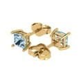 thumbnail image 1 of 2.0 Ct Princess Cut Studs Natural Swiss Blue Topaz 14K Yellow Solid Solid Gold Everyday Dainty Earrings Push Back, 1 of 7