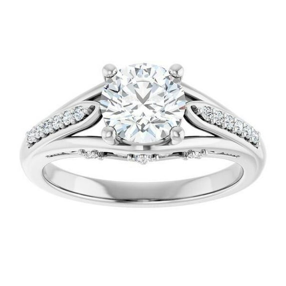 2.0 Ct Round Brilliant Cut Simulated Diamond Engagement Ring, Surprise Diamond Wedding Ring, Solitaire With Accents Diamond Anniversary Ring, 925 Sterling Silver, Proposal Ring For Girlfriend