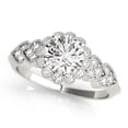 thumbnail image 1 of 2.0 Ct Round Brilliant Cut Simulated Diamond Ring, Floral Cluster Halo Diamond Engagement Ring, Leafy Stackable Diamond Shank Wedding Anniversary Ring, 925 Sterling Silver, Personalized Gift Ring, 1 of 5