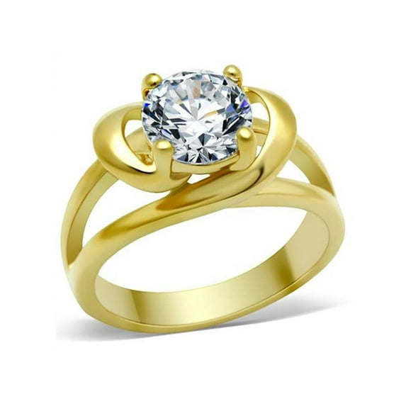 2.0 Ct Round Brilliant Cut Zirconia 14K Gold Plated Engagement Ring Women's Size 9