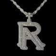 thumbnail image 1 of 2.0 Ct Round Real Moissanite Men's _R_ Letter Pendant Real 925 Sterling Silver Ideal Birthday Gift No Chain, 1 of 2
