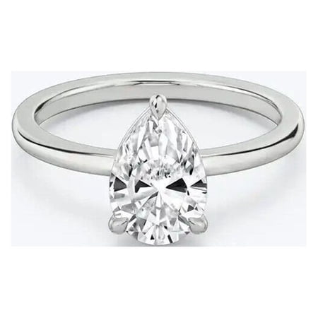 2.0 Cts Certified Pear Shape Moissanite Diamond Engagement Ring, Solid 18K White Gold Plated Bridal Ring, Promise Ring, Anniversary Ring , Gift for Her