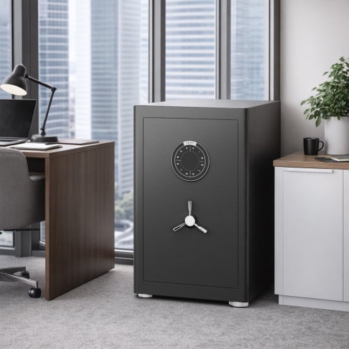 2.0 Cu Ft Home Safe with Fireproof Document Bag, Heavy-Duty Steel Security Safe, Digital Keypad, 3 Unlocking Methods, Dual Alarm & Silent Mode, 2 Adjustable Shelves for Home Office Hotel