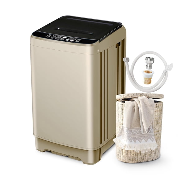 2.0 Cu.Ft Portable Washing Machine, Full-Automatic Compact Washer Machine for Apartment 10 Wash Program Small Portable Washer for Dorm Apartment RV Home, Gold