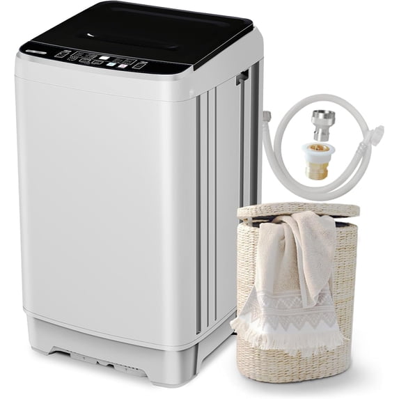 2.0 Cu.Ft Portable Washing Machine, Full-Automatic Compact Washer Machine for Apartment 10 Wash Program Small Portable Washer for Dorm Apartment RV Home, White