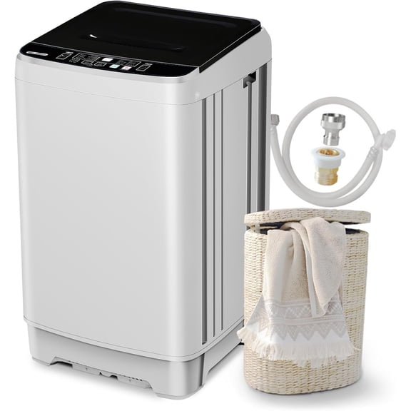 2.0 Cu.Ft Portable Washing Machine, Full-Automatic Compact Washer Machine for Apartment 10 Wash Program Small Portable Washer for Dorm Apartment RV Home, White