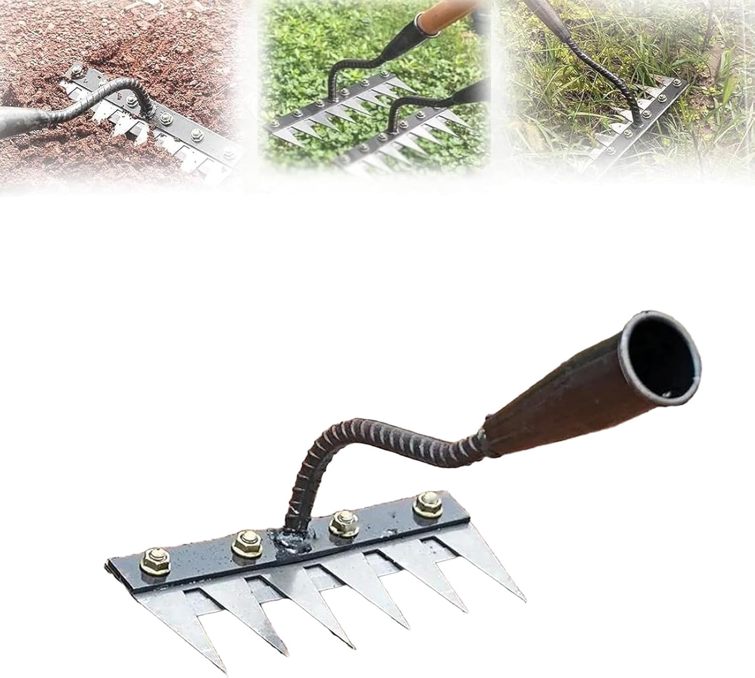 Lron Rake 2.0 Gardinea Heavy Duty Iron Weeding Rake, 5/6/7/8 Teeth Iron Rake ...