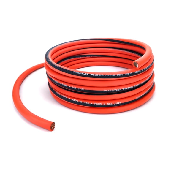2/0 Gauge AWG - Ultra-Flex - Flexible Welding/Battery Cable - Orange - 600 V - 100% Copper - Made in USA (10 Feet)