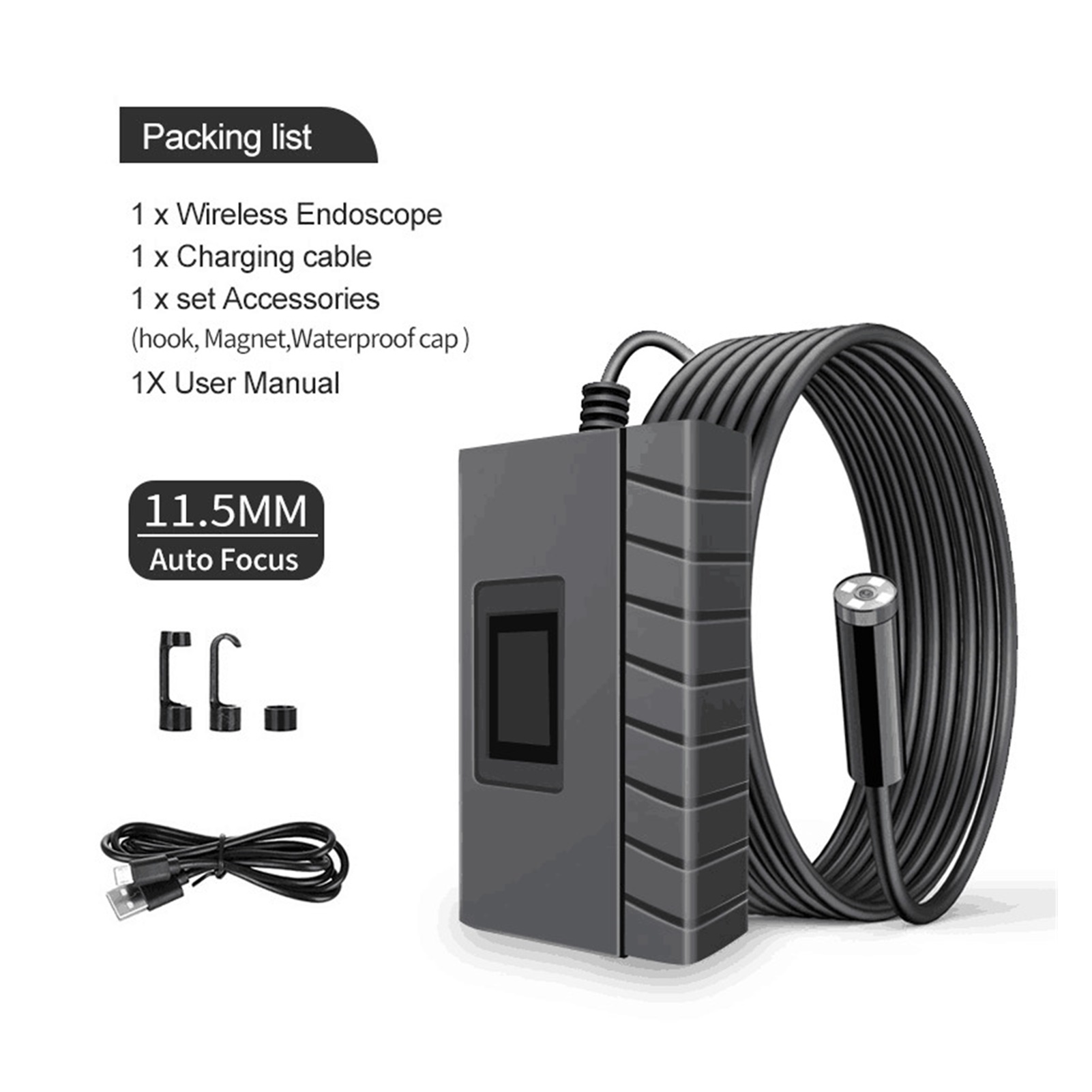 2.0 MP 1080P HD 5.5mm WiFi Industrial Endoscope Borescope IP67 Waterproof Semi-rigid Cable Snake Camera ,Various Applicable