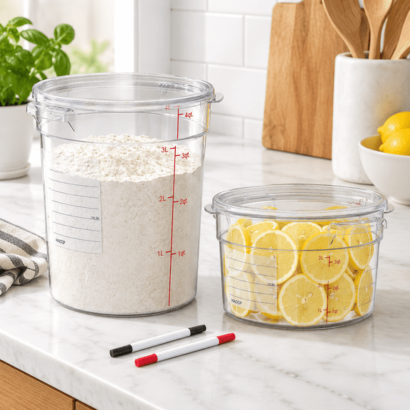 2.0(QT)+4.0(QT) Commercial Polycarbonate Round Food Storage Containers