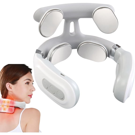 2.0 Upgraded Electric Neck Massager with 4 Heating Heads, 6 Massage Modes & 14 Adjustable Intensity Gears, Ergonomic Portable Lightweight Neck Relaxer, 1 Count