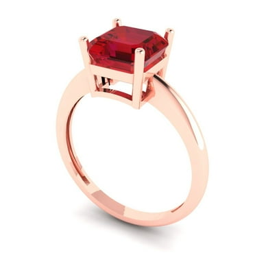 2.0 ct Brilliant Asscher Cut VVS1 Pink Tourmaline 14k Rose Solid Gold Solitaire Wedding Bridal Anniversary Engagement Ring size 4.25