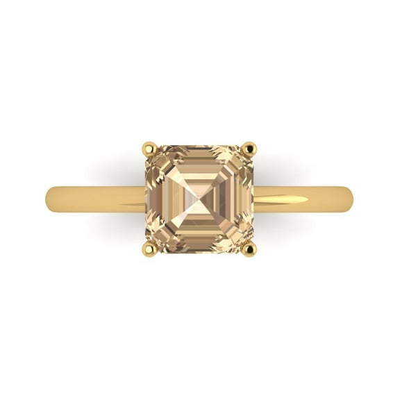 Solitaire Engagement Ring for Women - 2ct Yellow Moissanite in 18K Yellow Gold Promise Ring