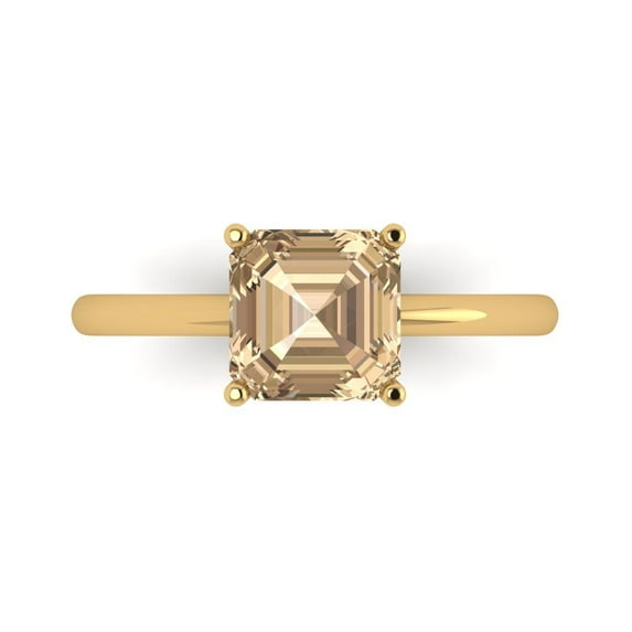 Solitaire Engagement Ring for Women - 2ct Yellow Moissanite in 14K Yellow Gold Promise Ring